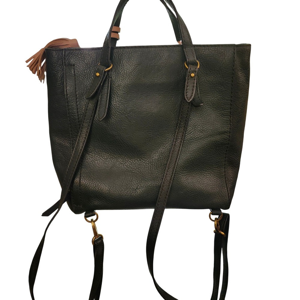 Fossil Camilla Convertible Backpack Tote Dark Green Pebbled Leather Boho Key - Picture 4 of 14